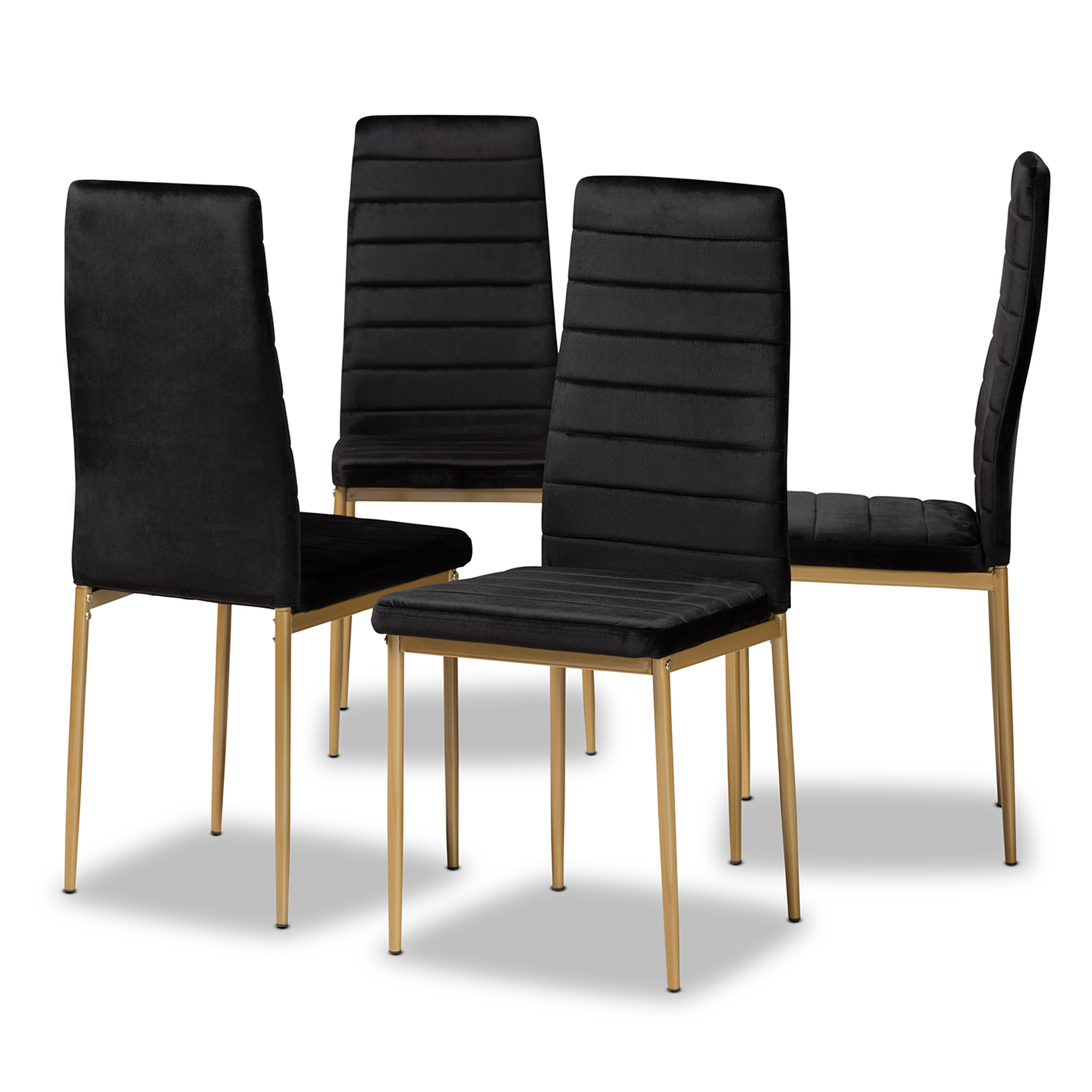 Black velvet dining chairs set of 4 hot sale